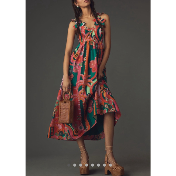 FARM Rio Dresses & Skirts - New Farm Rio x Anthropologie Floral Dress, Size Various, Green & Pink